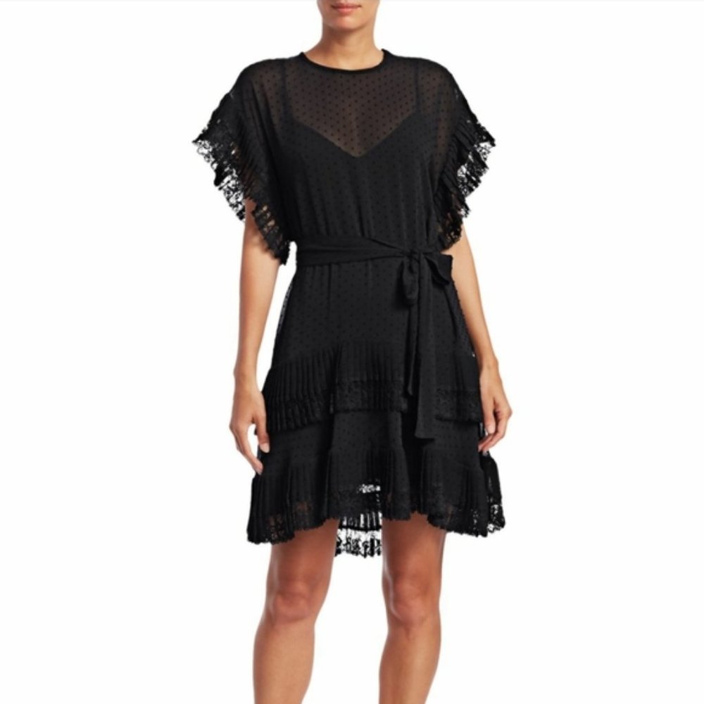 NWT$650 Zimmermann Black Eye Spy Dotted Mini Dress - Picture 2 of 8